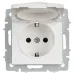 BRITE Розетка 1-местная с заземлением с защитными шторками и крышкой 16А IP44 РСбш10-3-44-БрАБ арктический белый