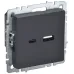 BRITE Розетка USB A+C 18Вт РЮ11-1-БрГ графит