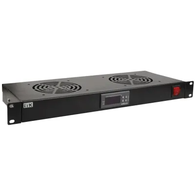 19'' Модуль вентиляторный 1U с цифровым термостатом 2 вентилятора черный