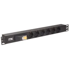 ITK PDU 6 роз. нем. ст. с автом.10А 1U, вх.С14 без каб. чер.