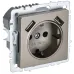 BRITE Розетка 1-местная с заземлением с защитными шторками 16А с USB A+A 5В 2,1А РЮш10-1-БрШ шампань