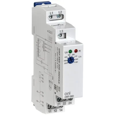 Реле контроля фаз ORF-08D 3 фазы 2 контакта 220-460В AC