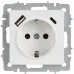 BRITE Розетка 1-местная с заземлением с защитными шторками 16А с USB A+C 18Вт РЮш11-1-БрАБ арктический белый