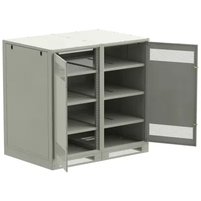 LINEA B Шкаф аккумуляторный (пустой) 1350х1400х950мм двустворчатая металлическая дверь серый