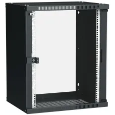 Шкаф настенный LINEA WE 15U 600х450мм дверь стекло черный