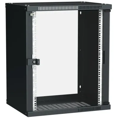 Шкаф настенный LINEA WE 15U 600х450мм дверь стекло черный