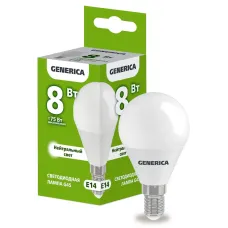 Лампа LED G45 шар 8Вт 230В 4000К E14 GENERICA