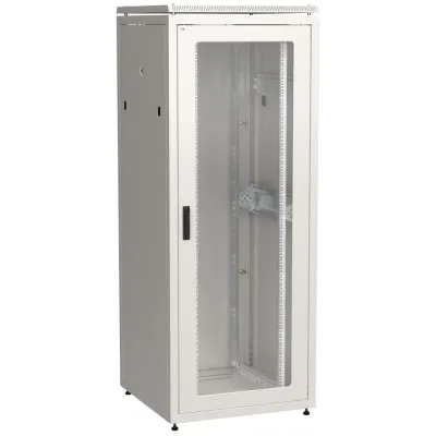 LINEA N Шкаф сетевой 19'' 42U 800х800мм стеклянная передняя дверь задняя металлическая серый