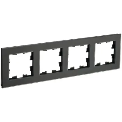 BRITE Рамка 4-местная РУ-4-2-Бр стекло черный матовый