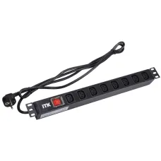 ITK PDU 8 розеток C13 с LED выкл, 1U, шнур 2м вилка нем.ст