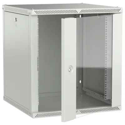 LINEA W Шкаф настенный 12U 600х600мм дверь стекло серый 2.0