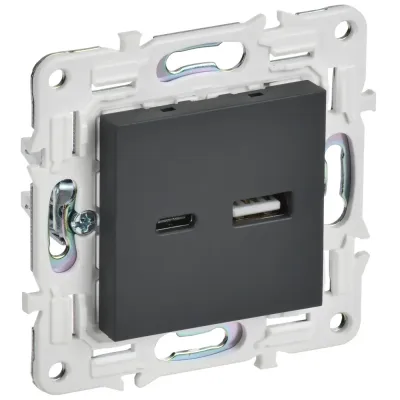 SKANDY Розетка USB A+C 18Вт SK-R13G графит