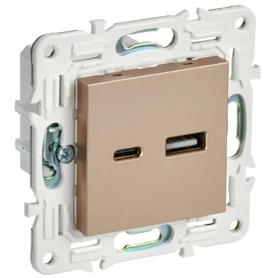 SKANDY Розетка USB A+C 3,1А SK-R14Sa песочный