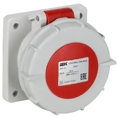 Розетка встраиваемая прямаяССИ-6142 16А-6ч 380В 3P+PE IP67
