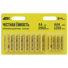 Батарейка щелочная Alkaline LR6/AA+LR03/AAA (8+4шт/блистер)