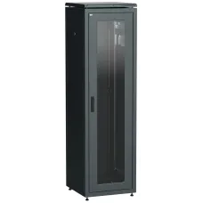 ITK Шкаф сетевой 19'' LINEA N 47U 600х800 мм стеклянная передняя дверь, задняя металлическая черный
