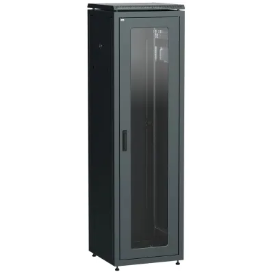 ITK Шкаф сетевой 19'' LINEA N 47U 600х800 мм стеклянная передняя дверь, задняя металлическая черный