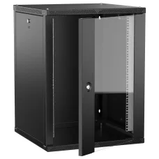 LINEA W Шкаф настенный 15U 600х600мм дверь стекло черный 2.0