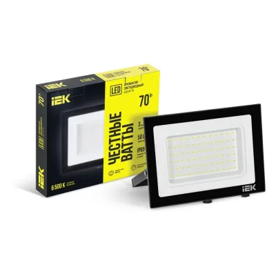 Прожектор СДО 06-70 светодиодный черный IP65 6500 K IEK