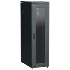 LINEA N Шкаф напольный сетевой 19'' 38U 800х1000мм стеклянная передняя дверь задняя перфорированная черный