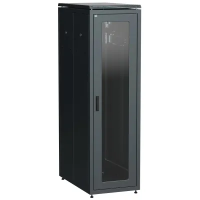 LINEA N Шкаф напольный сетевой 19'' 38U 800х1000мм стеклянная передняя дверь задняя перфорированная черный