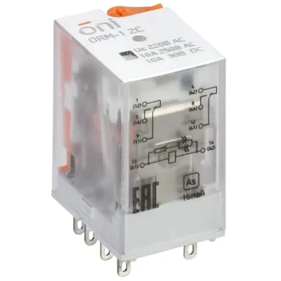Реле интерфейсное ORM-1 2C 220В AC со светодиодом и тестовой кнопкой