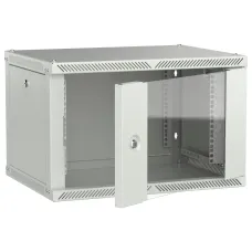 LINEA W Шкаф настенный 6U 600х450мм дверь стекло серый 2.0