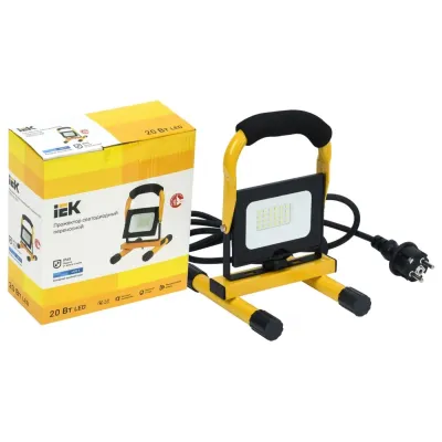 Прожектор LED СДО 06-20П переносной 6500К IP65 черный IEK