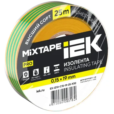 MIXTAPE PRO Изолента 0,15х19мм желто-зеленая 25м