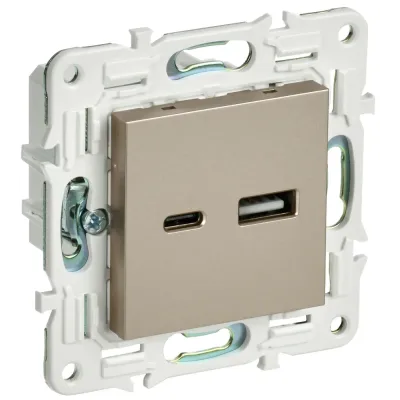 SKANDY Розетка USB A+C 3,1А SK-R14Sh шампань