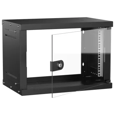 Шкаф настенный 19'' 6U 550х350мм стеклянная дверь черный GENERICA