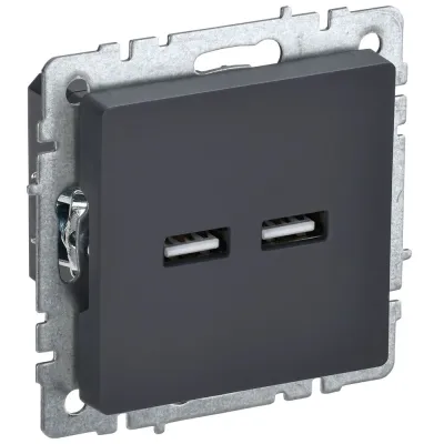 BRITE Розетка USB A+A 5В 3,1А РЮ10-1-БрГ графит
