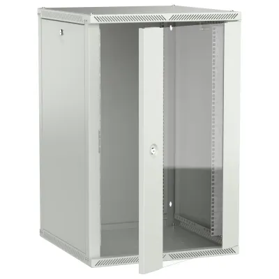 LINEA W Шкаф настенный 18U 600х600мм дверь стекло серый 2.0