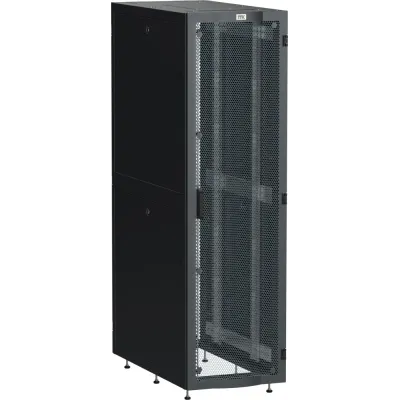 LINEA S Шкаф серверный 19'' 42U 600х1200мм передняя дверь двухстворчатая перфорированная задняя дверь перфорированная черный RAL 9005