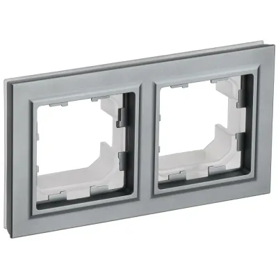 BRITE Рамка 2-местная IP44 РУ-2-БрС-44 сталь