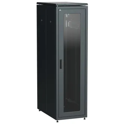 LINEA N Шкаф напольный сетевой 19'' 33U 800х1000мм стеклянная передняя дверь задняя металлическая черный
