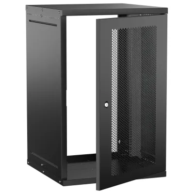 Шкаф настенный 19'' 18U 600х600мм перфорированная дверь черный GENERICA