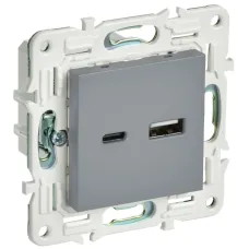 SKANDY Розетка USB A+C 18Вт SK-R13Gr серый