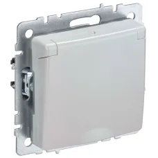 BRITE Розетка 1-местная с заземлением с защитными шторками и крышкой 16А IP44 РСбш10-3-44-БрЖ жемчуг