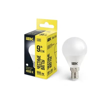 Лампа LED G45 шар 9Вт 230В 4000К E14 IEK
