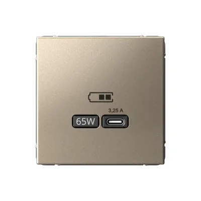 ARTGALLERY USB розетка тип-С 65Вт высокоскор.заряд. QC, PD, механизм, шампань