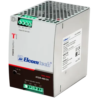 Блок питания на DIN рейку AC/DC 480W вход 340-550V,выход 24V 20A A