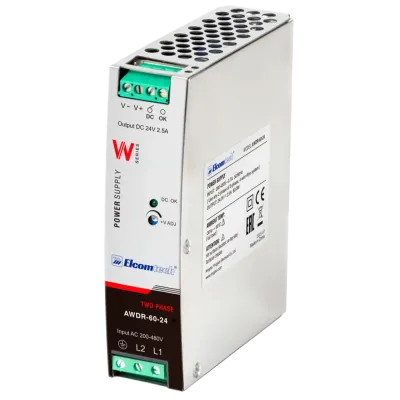 Блок питания на DIN рейку AC/DC 60W вход 200-500V,выход 24V 2,5A A