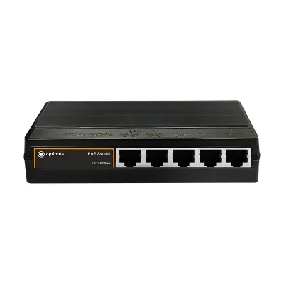 Коммутатор неуправляемый промышленный 4x100Мбит/с (RJ45 с PoE+), 1x100Мбит/с (RJ45) 65Вт
