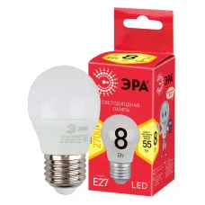 Лампочка светодиодная ЭРА RED LINE LED P45-8W-827-E27 R Е27 / E27 8 Вт шар теплый белый свет