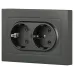Розетка Intro Accent 6-205-07 , 2X2P+E Schuko, 16А-250В, IP20, СУ, AL/CU, графит