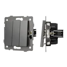 Механизм выключателя трехклавишный непроходной SWT-MK03-PL-GR-V 250V, 10A