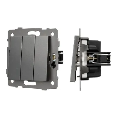 Механизм выключателя трехклавишный непроходной SWT-MK03-PL-GR-V 250V, 10A