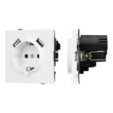 Механизм розетки с USB зарядкой SCT-TENDO-MUAA-PL-WH 230V, 16A, Белый, 1 пост