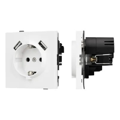 Механизм розетки с USB зарядкой SCT-TENDO-MUAA-PL-WH 230V, 16A, Белый, 1 пост